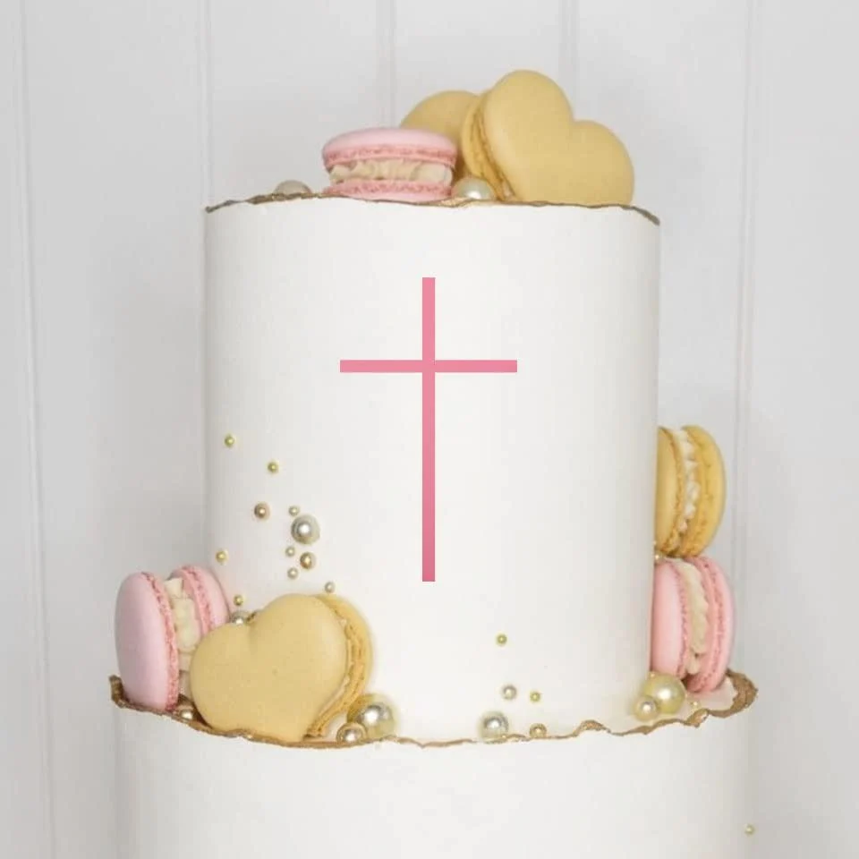 Cake topper (cross) charm acrylic/wood baptism communion confirmation confirmation cake plug cake cake plug decoration caketopper (2 pieces pink) pink 2 pieces - Blacked LaserTEC
