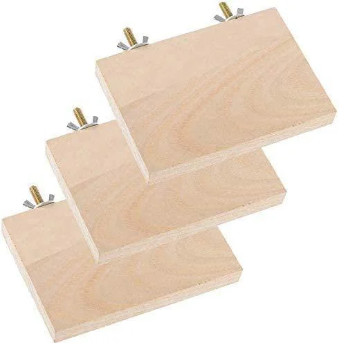 kathson Bird Wood Platform Parrot Perch Stand Parakeet Playground Cage Corner Shelf for Conures Budgies Parakeets Cockatiels Lovebirds 3Pcs