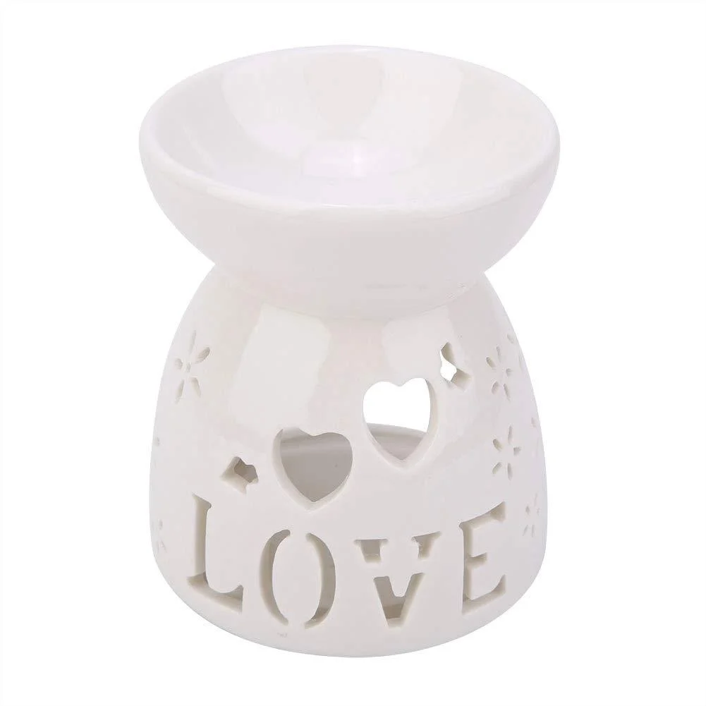 Solomi Fragrance Lamp Love - Candle Holder Ceramic Candle Essence Oil Burner Fragrance Lamp (3 Types) (Size: Love)