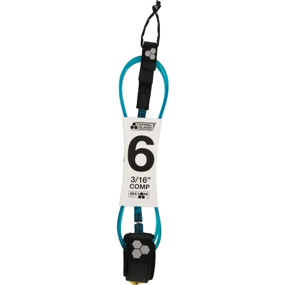 Channel Islands Surfboards HEX COMP Leash FLO Blue, 6'