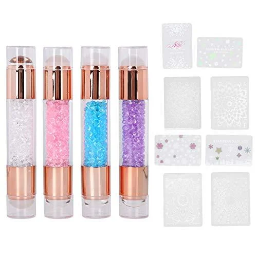 4Sets Manicure Art Stampers Silicone Stamp Pens Nail Stamping Plates Double Ended W/Nail Seal Plate Manicure Stamp Pen for home nail salon use - Sonew