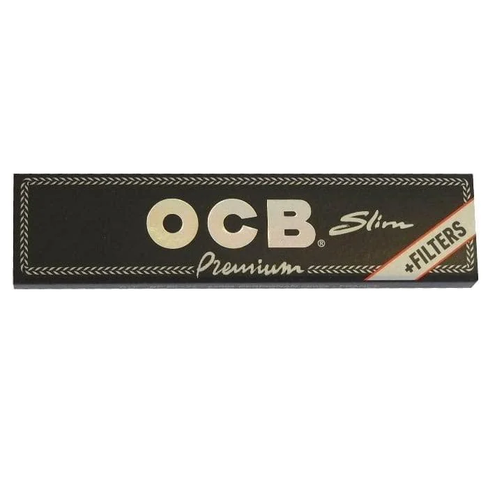 OCB Premium Black Rolling Papers 1 1/4 + Filters (44mm x 77mm) - 24 Packs of 50 Papers + 50 Filters