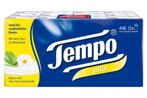 Tempo tissues Plus 12x9 tissues pack of 4 (48 packets) White 12 pieces (pack of 4)