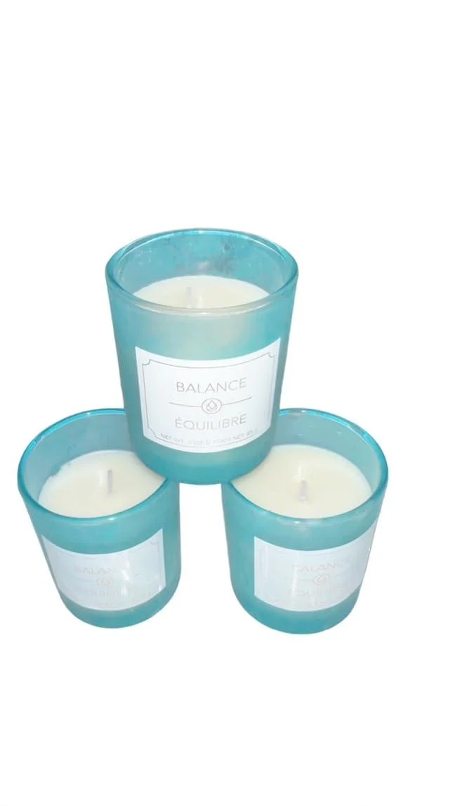 Mothers Day Gift, 3 Aromatherapy Candles with Wood Lid, Soft Scented Balance Equilibre Candle, Beautiful Smell, teal green - Generic