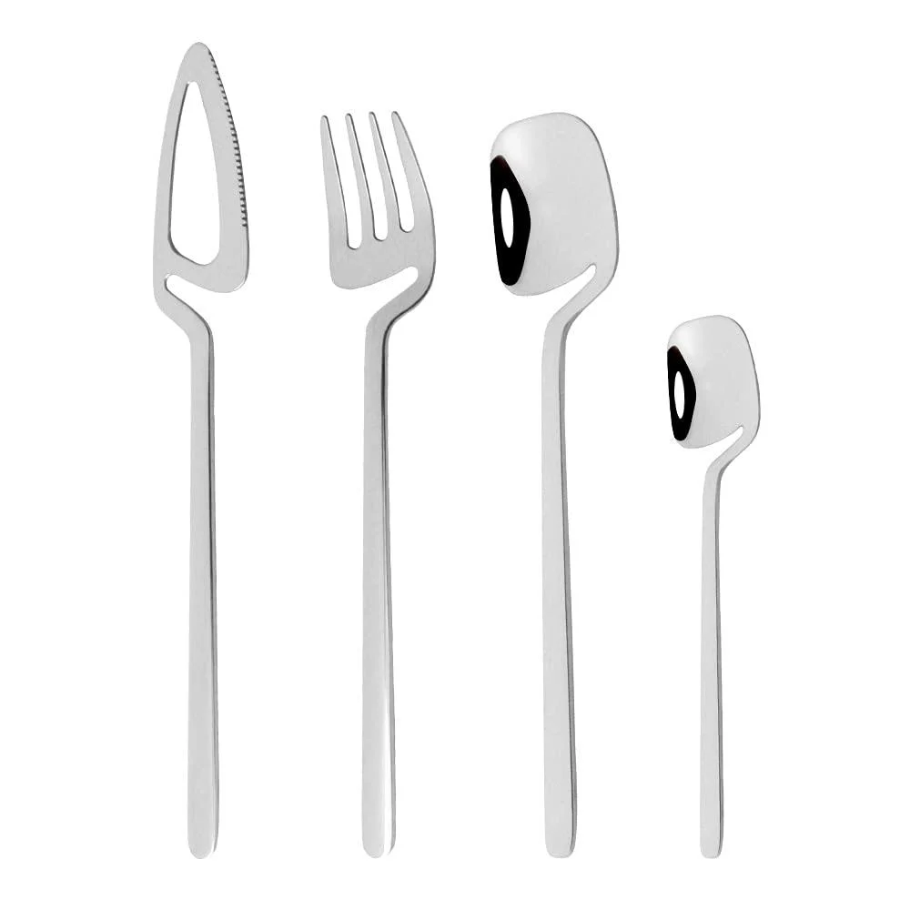 Flatware Sets Colorful Flatware Cutlery Set Knife Fork Tea Spoon Dinner Tableware 18/10 Stainless Steel Dinnerware Silverware Set for Kitchen (Color : Silver Size : 32Pcs) - NEAFP