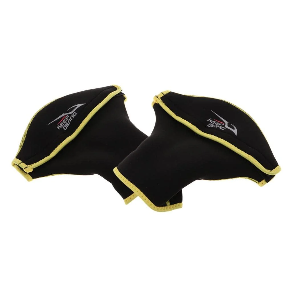 AMLESO 1 Pair Neoprene Kayak Rowing Rafting Paddle Gloves Hand Finger Palm Black Gold