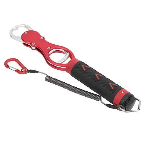 Fish Controller Scale Aluminum Alloy Fishing Grabber Handling and Weighing Tool Fish Lip Grip Tool(Red) - Alomejor