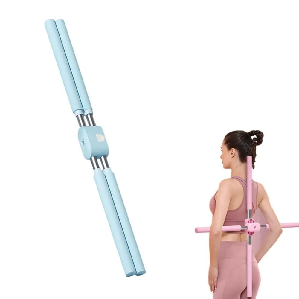 Yoga Sticks for Open Shoulder Training,Standing Posture Corrector Training Sticks,Retractable Design Flexibility Stretching Sticks for Adult and Child Blue - chislim