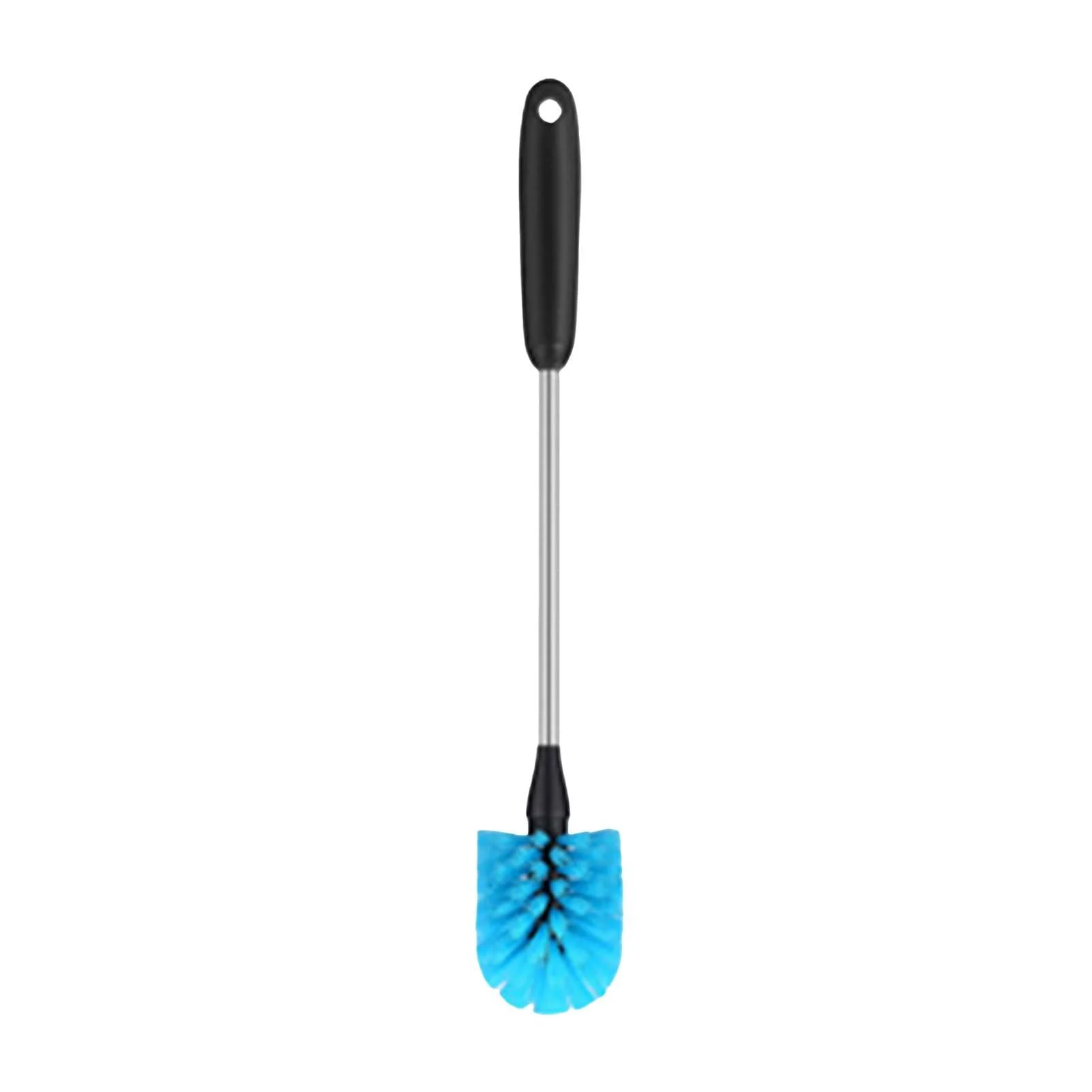 Food-grade Nylon Bristles Scrub Brush Glass Ceramic Bottle Cleaner Long Handle Cup with Stainless Steel Blue