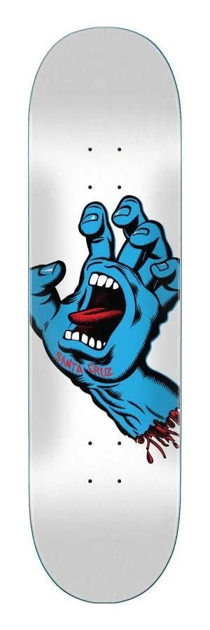 SANTA CRUZ 8.25" x 31.8" Skateboard Deck - Screaming Hand White 8.25in x 31.8"