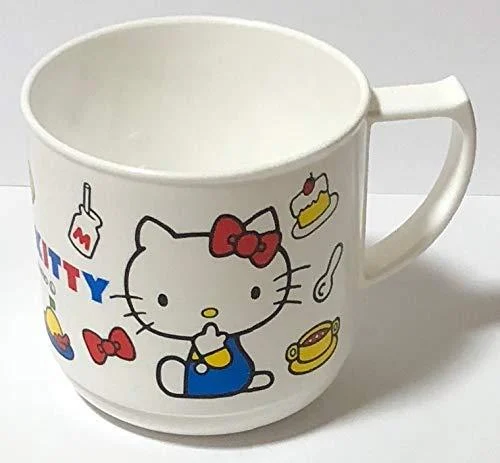Sanrio Hello Kitty Hand Cups Polypropylene 7.2 7 9.8 cm 240ml Dinnerware Drinkware Saucers Kitchen (Blue) - Friend