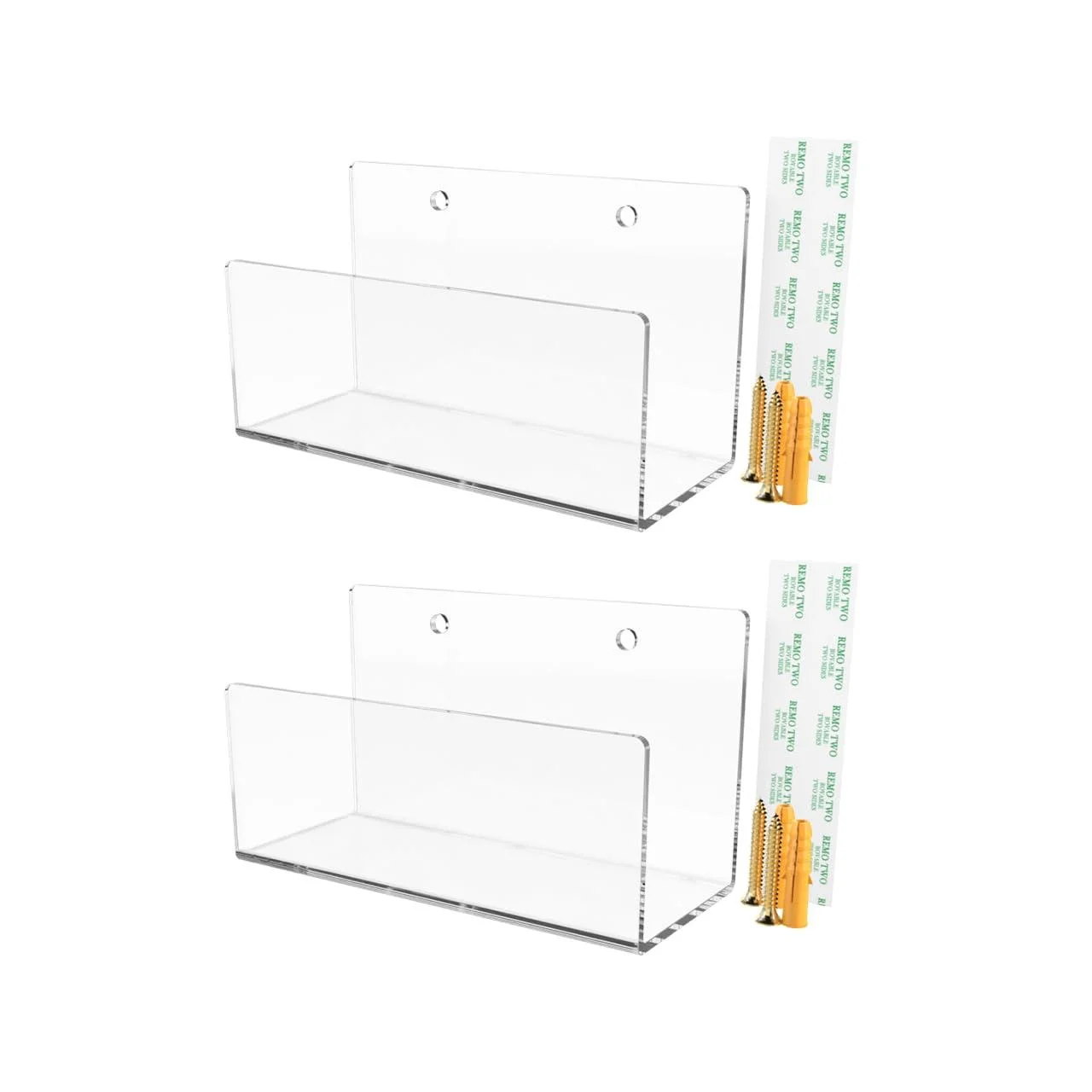 Marketing Holders 2 Pack Mini Floating Acrylic Floating Effect with Hanging Hardware 5.75" W x 2.75" D x 3.25" H Perfect for Deodorant Cosmetics Makeup Perfume and Toiletries 2 5.75"W x 2.75"D x 3.25"H