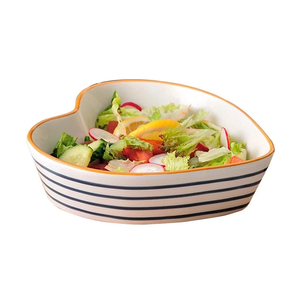 Ceramic Ramen Bowl Fruit Salad Ceramic Bowl Heterosexual Kitchen Tableware Breakfast Heart Shaped Cereal Bowl Suitable for Fruit Ramen Bowl (Color : A Size : 18.7 * 5.5cm) 18.7*5.5cm A - Cereal Bowls