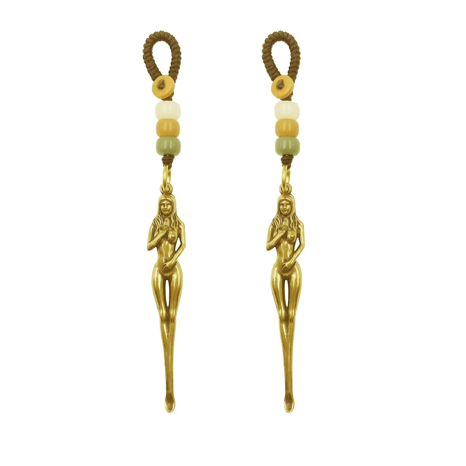 2 Pieces Brass Ear Spoon Mini tiny Spoons Mini Shovel Ear Spoon with keychain Vintage Spoon Pendant Charms (goddessA) - KYHSOM