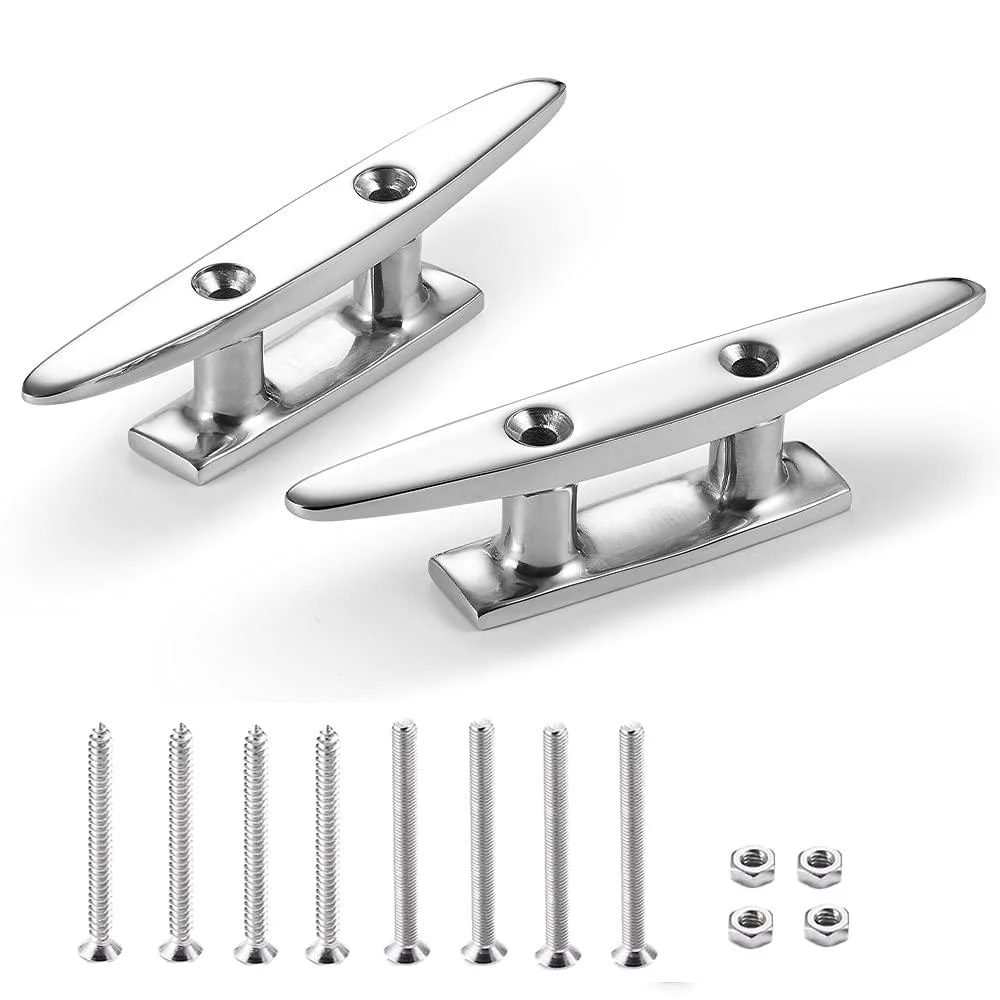 KAHACIYO Boat Cleat Open Base 4/5 inch, Dock Cleat 316 Stainless Marine Grade Steel, Include Installation Accessories Screws 4 inch