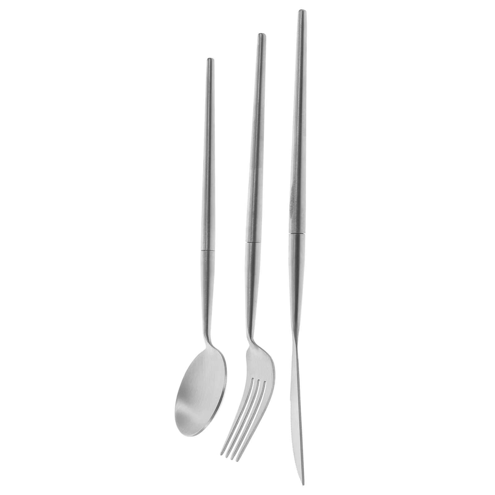 Kichvoe 1 Set Eating Utensils Serrated Bread Portable Camping Forks Stitching Stainless Steel Spoon Travel Silver