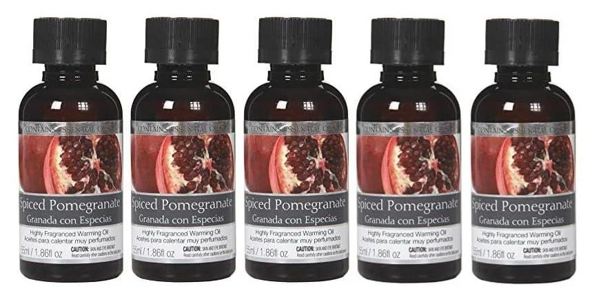 Hosley Spiced Pomegranate Warming Oils Set of 5 55ml Each for Aromatherapy & Home Fragrance
