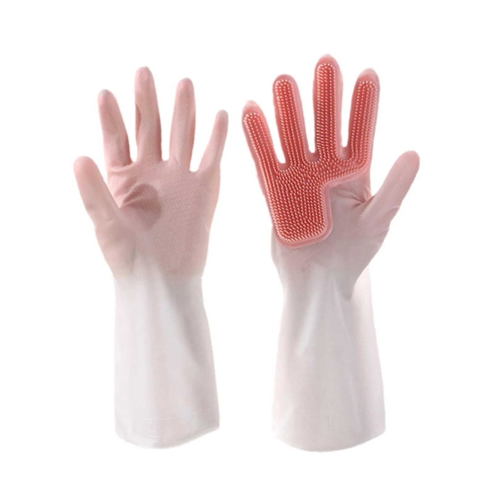 FINPAN Kitchen Gloves Silicone Right Hand Magic Brush Dish Washing Household Cleaning Dishwashing Gloves Medium Red