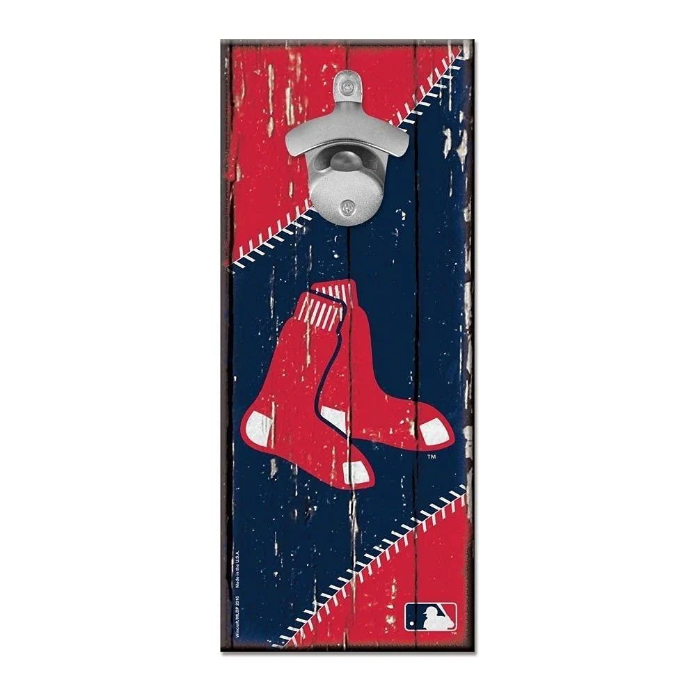 WinCraft MLB Boston Red Sox 5x11 Wood Sign Bottle Opener, Team Colors, 5"x11"