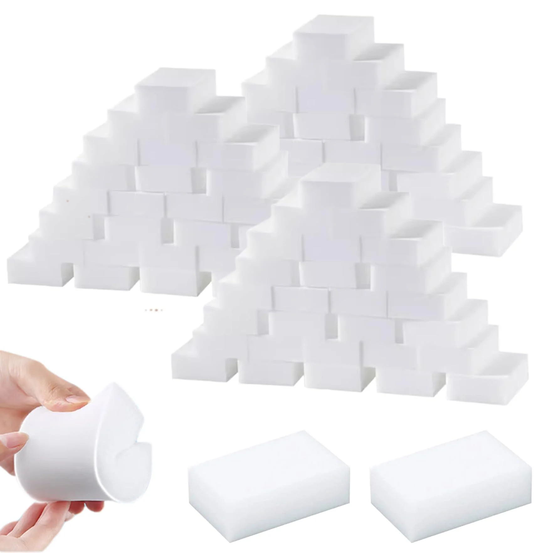 Sponges for Cleaning 100Pcs Eraser Sponges for Cleaning Cuttable Foam Sponge Cleaning Sponges Thick and Long Lasting White Sponges Multi-Functional Eraser Sponges