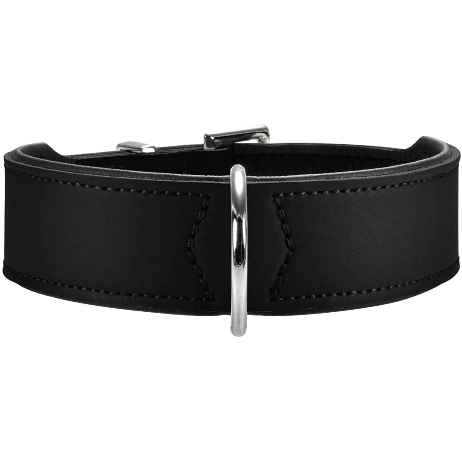 Hunter Basic dog collar coated gap leather synthetic leather simple robust weather -resistant 55 (m) black 55 (m) black