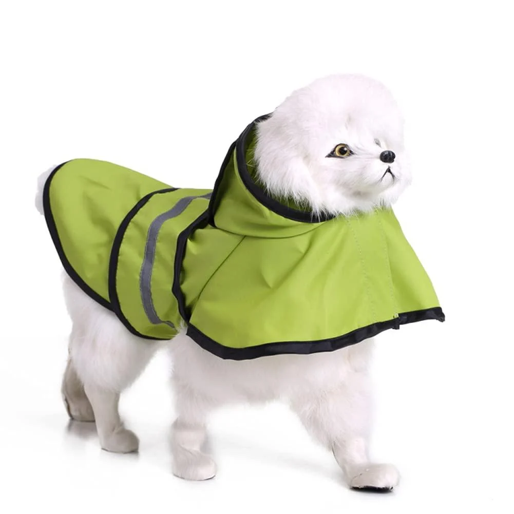 Dogs raincoat with hood and secure reflective stripes ultra -light breathable 100% waterproof rain jacket for large dogs 4xL green