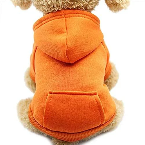 Idepet Dog Hoodie Cotton Dog Coat Warm Jacket for Small Medium Dog Puppies Teddy Chihuahua M Orange