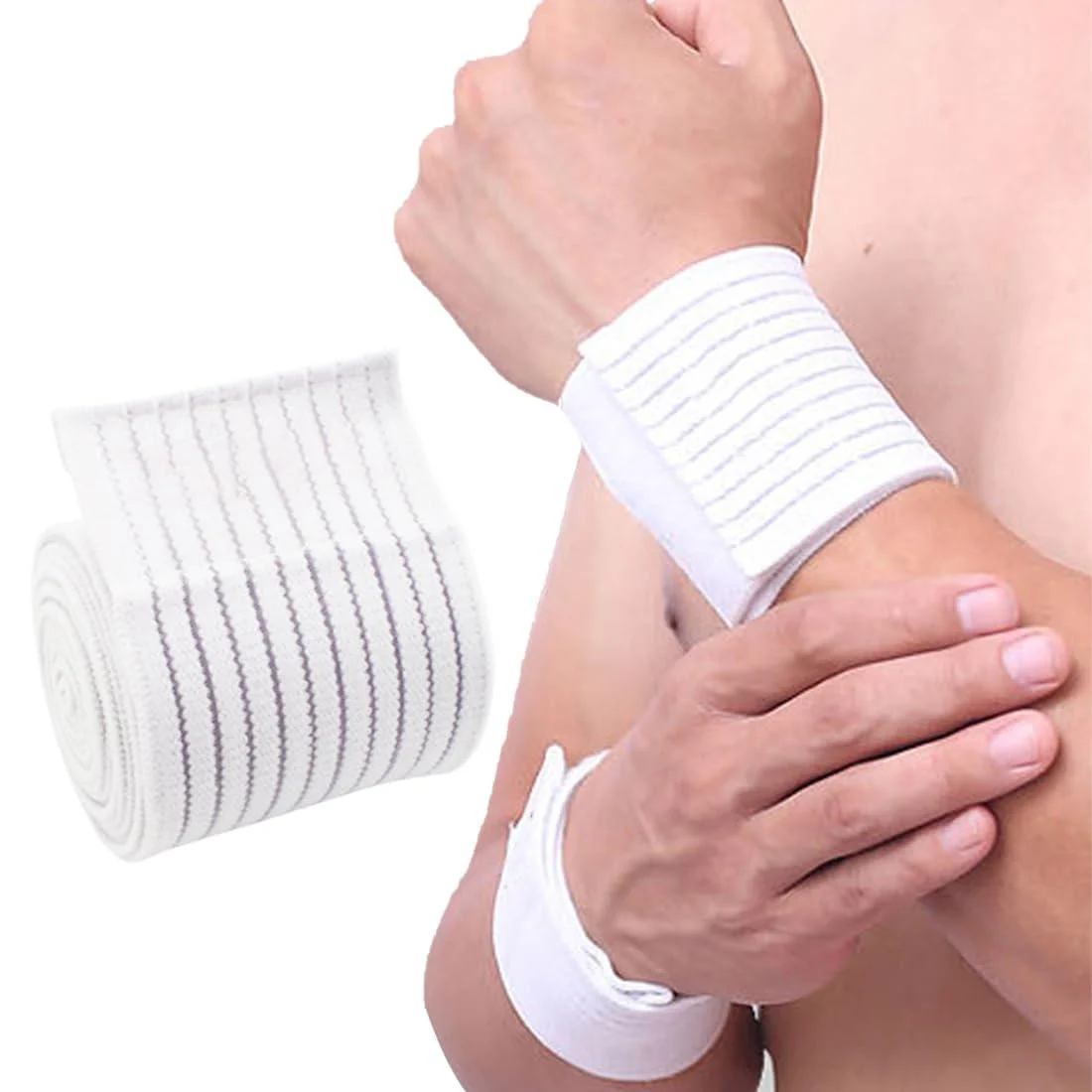Menyiyds 2 PCs wrist bandage elastic wrist support carpal tunnel bandage wrist bandage - adjustable compression straps - elastic breathable fabric (white)