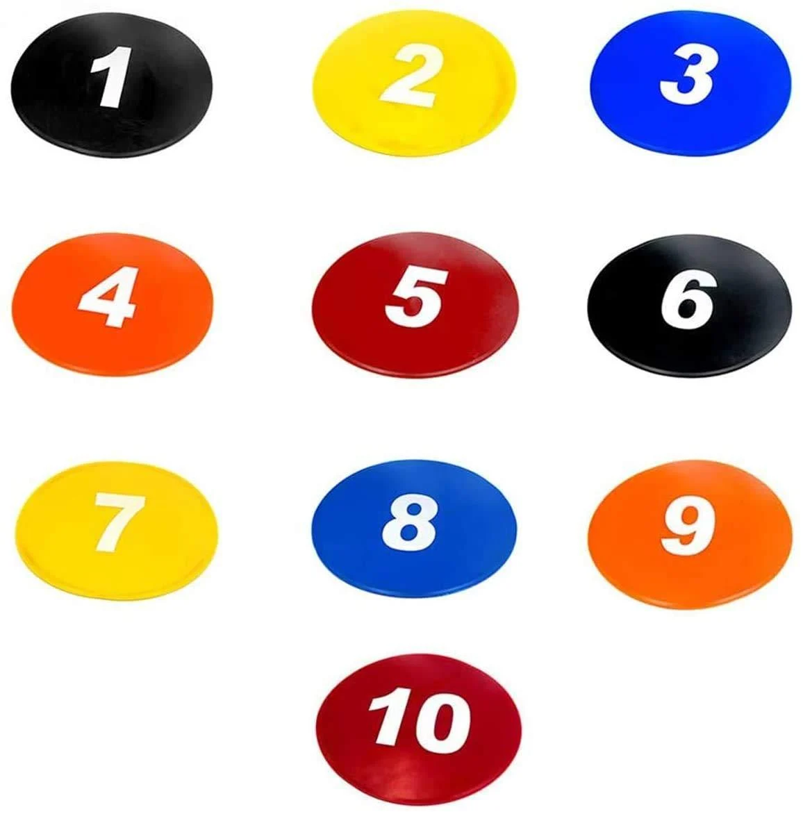 TNZMART 9 Inch Spot Markers Multicolor Number Football Yard Markers Anti-Slip Floor Spot Markers for Soccer Training 10 Pcs