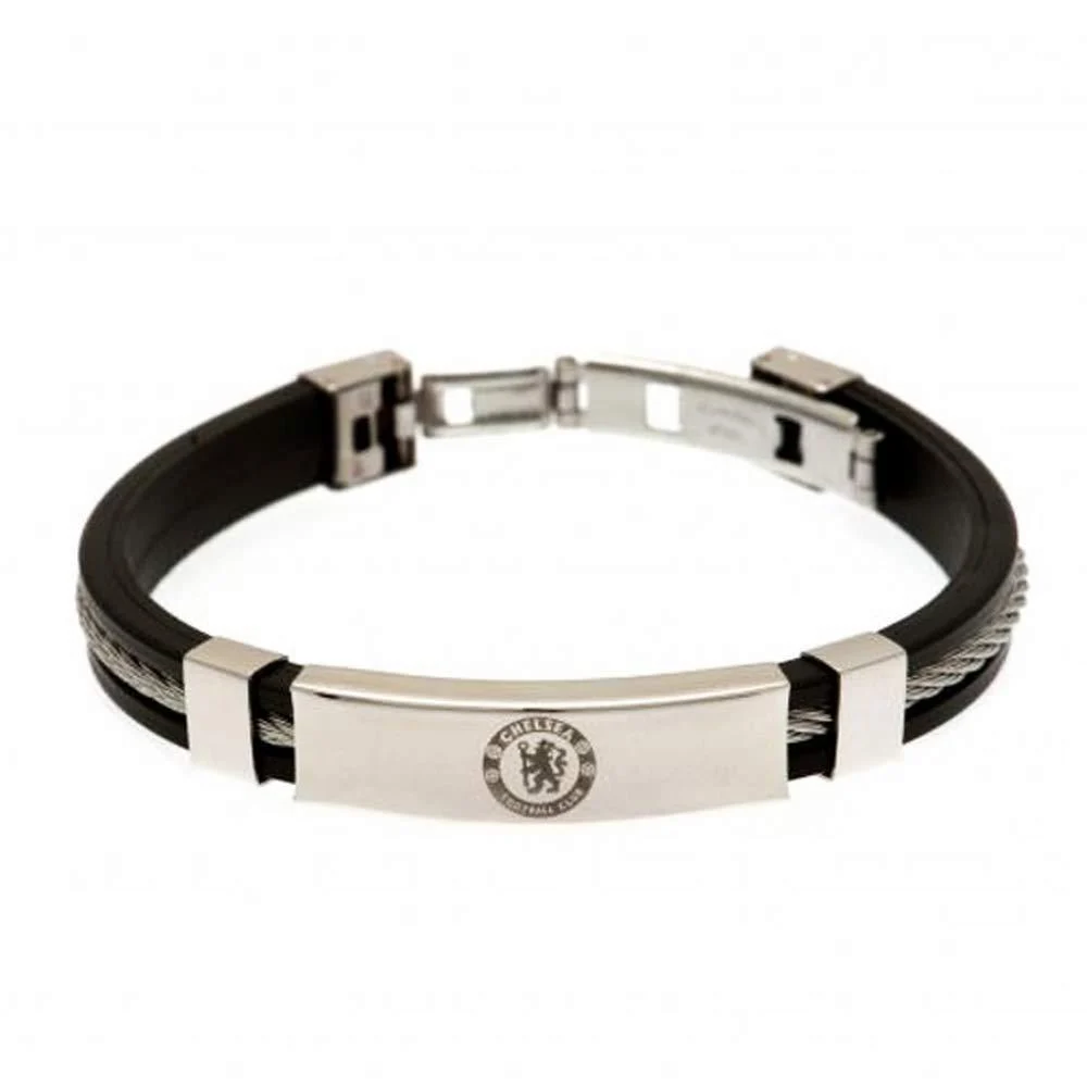 Chelsea FC silicone bracelet with silver inlay