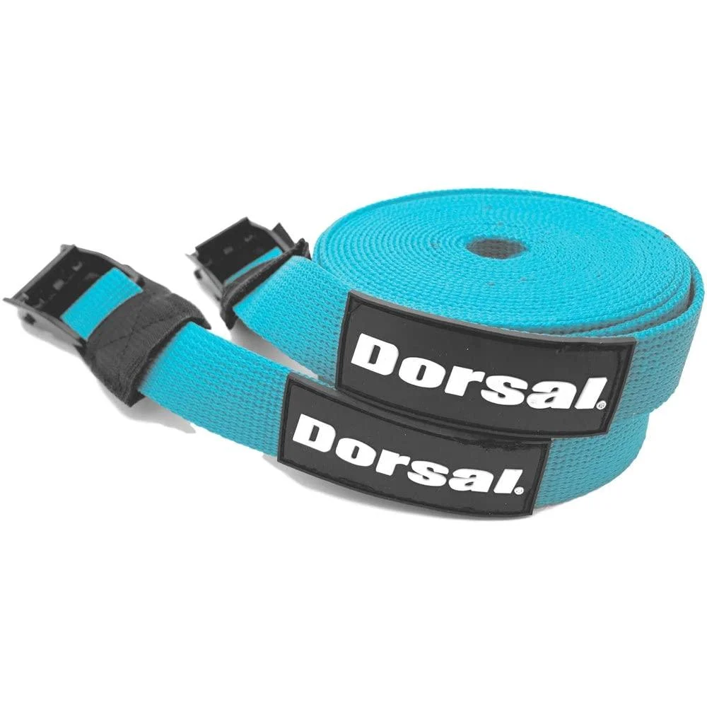 Dorsal Tie Down Straps for Roof Rack Pads Crossbars Holds Surfboards Kayaks Canoes Paddleboards Nylon 15' Feet Blue Blue 15'
