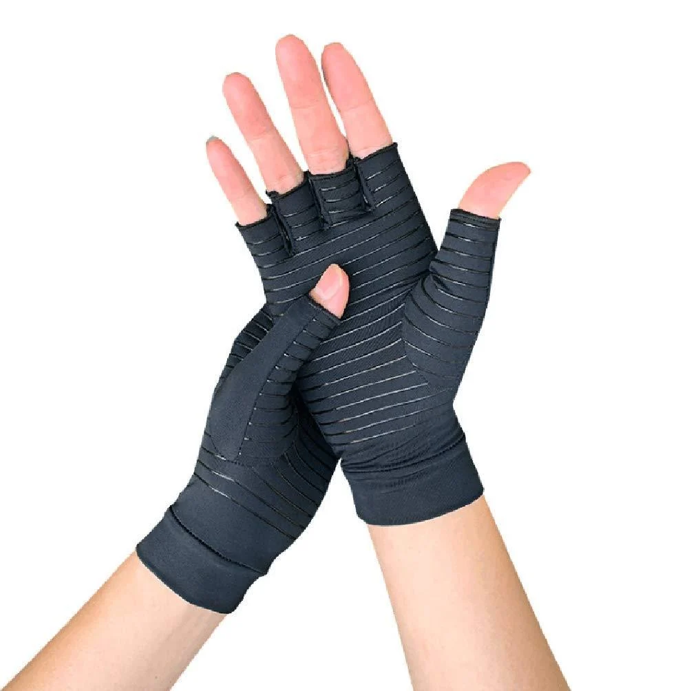 Copper Compression Arthritis Gloves Best Copper Infused Glove for Women and Men Fingerless Compression Gloves Small Large - Yooh