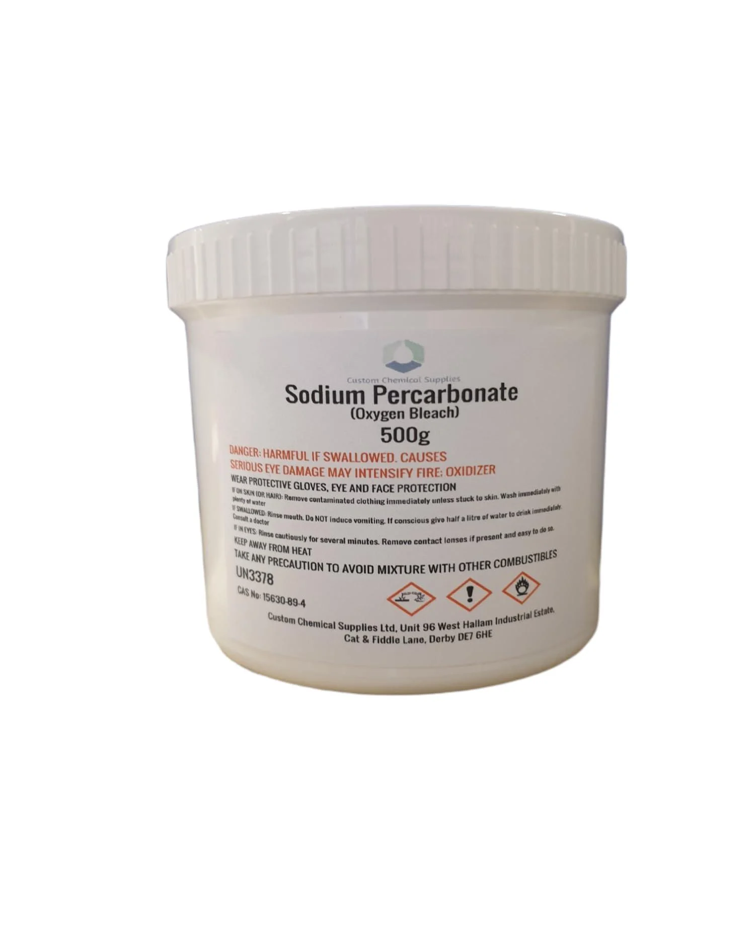Customchem 500G - Sodium Percarbonate Pure Granular Coated Oxygen Bleach Cleaner Stain Remover