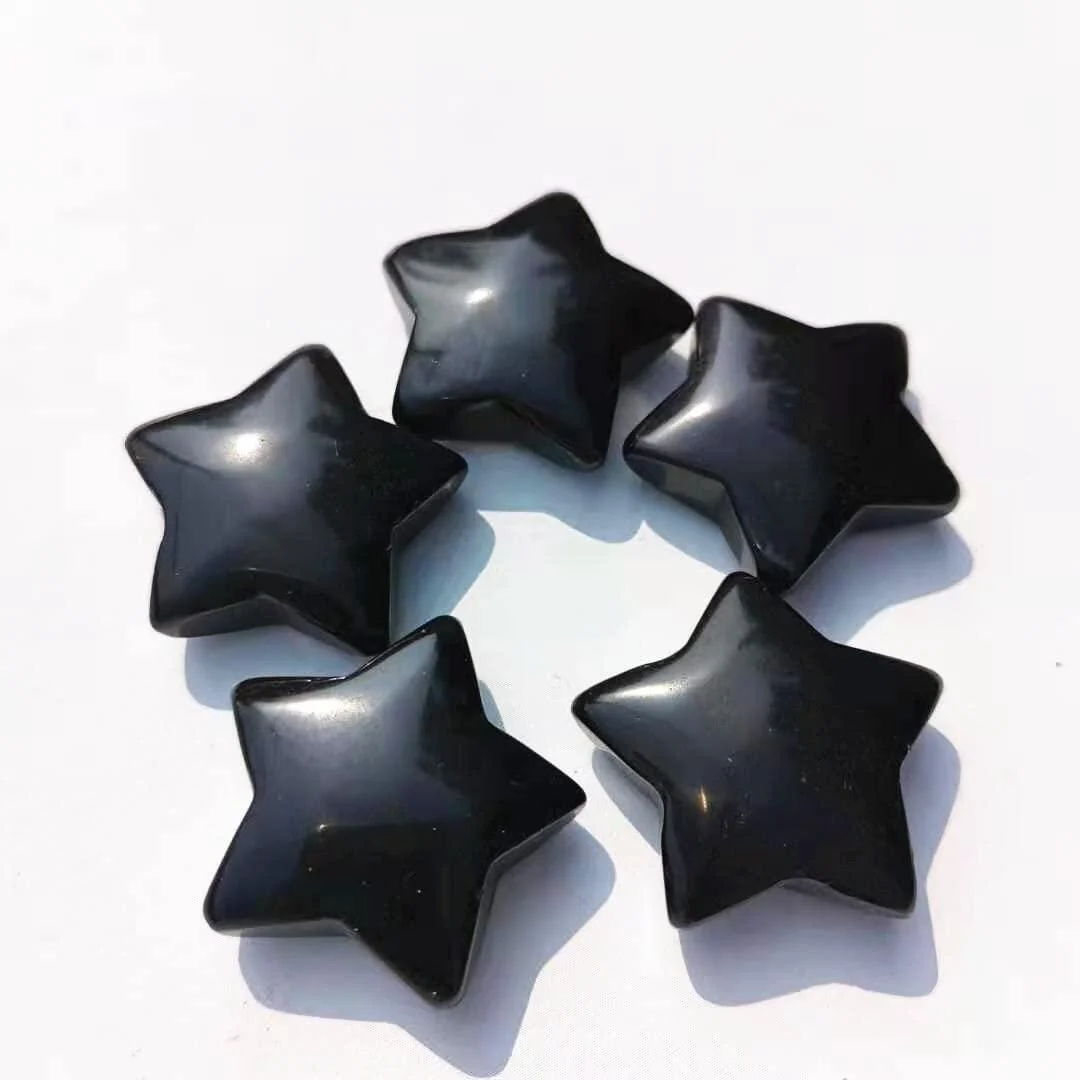 30mm Natural Black Obsidian Star Stone Crystal Star Shape Decoration (Color : 1pc) - LiuliuBull
