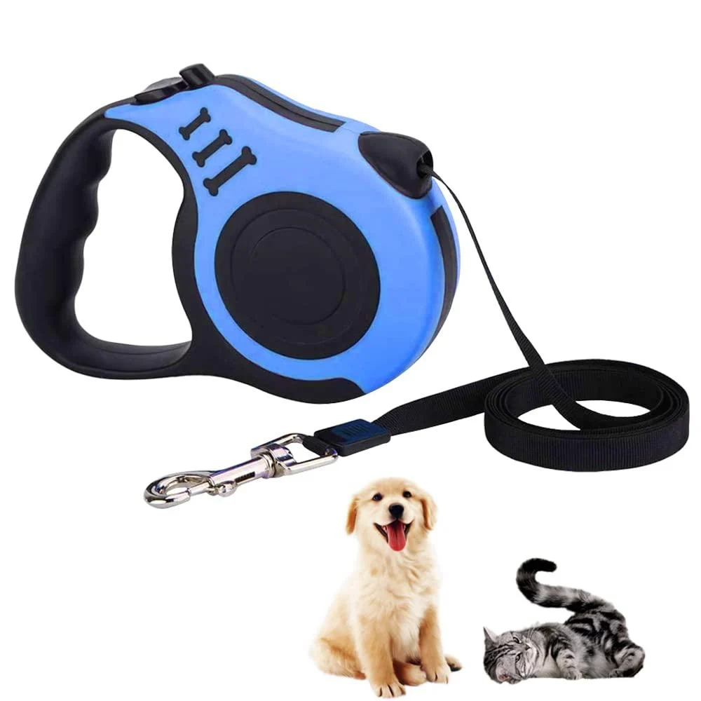 Dog leash retractable dog leash extendable dog leash for small medium and large dogs blue 5 m blue 5 m - thirei