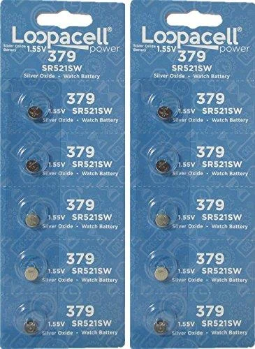 Silver Oxide Batteries Size 379 (SR521SW) 10 Batteries - LOOPACELL