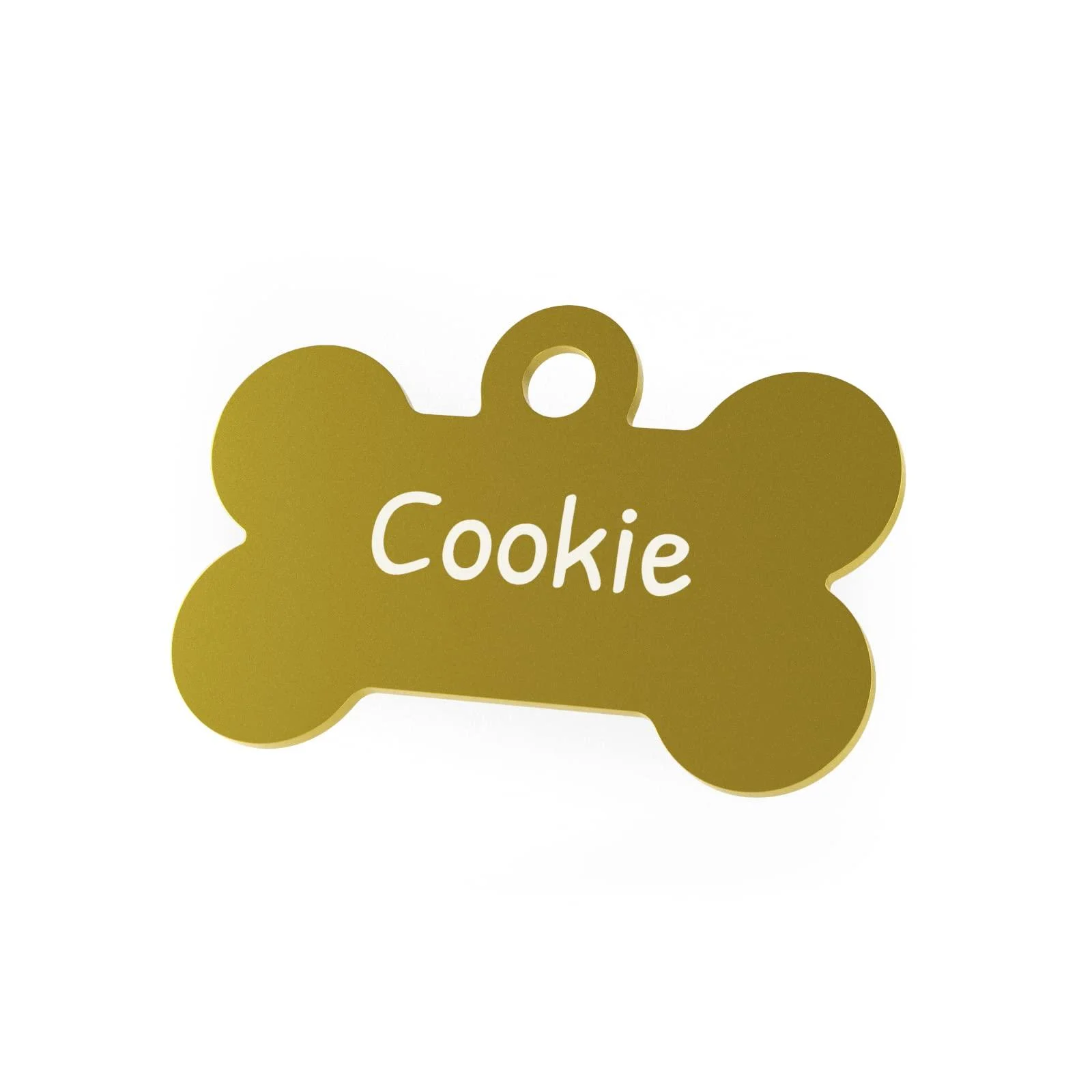 ENGRAVO dog tag bone in gold 32mm with your personal engraving and 2 free key rings small 32mm gold