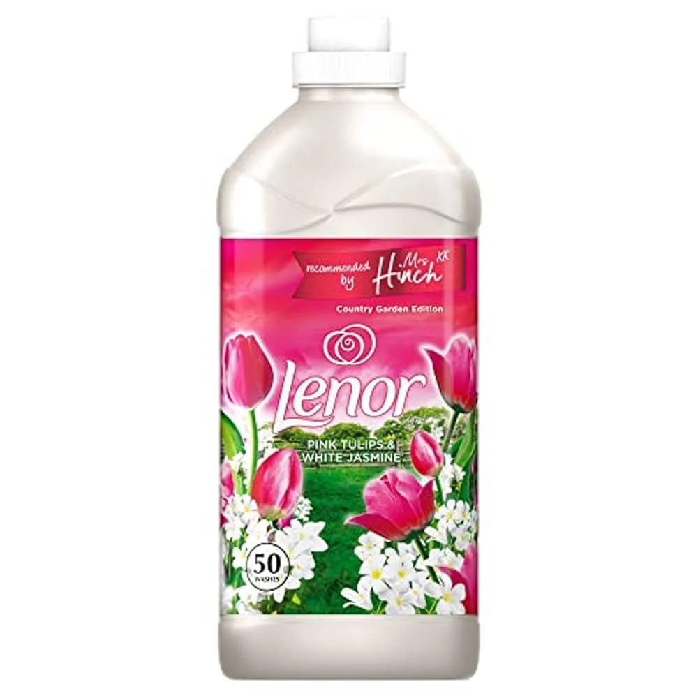 Lenor Pink Tulips & White Jasmine Fabric Conditioner Delicate Fragrance & Softness for Clothes 1.75L (50 Washes)