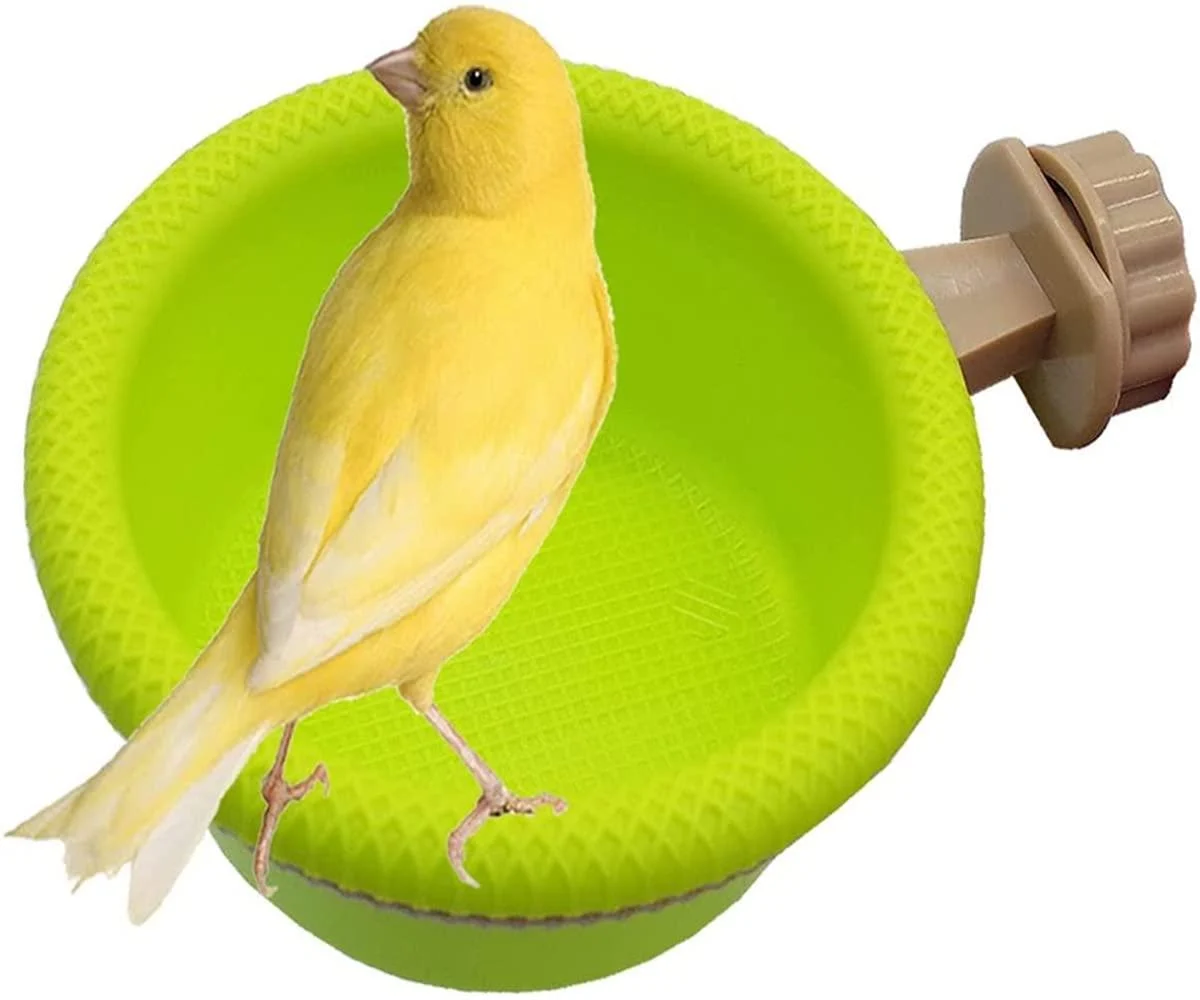 Multi-Function Caged Bird Bath Bird Cage Parrot Supplies Bathing Tub for Canary Finch Budgerigar Perch Stand(4.5")