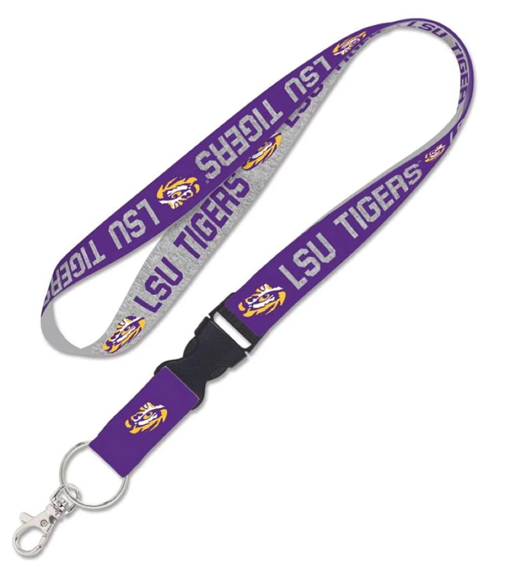 Caseys Louisiana State University LSU Tigers Lanyard with Detachable Buckle 1" Width - Heathered/Jersey Print