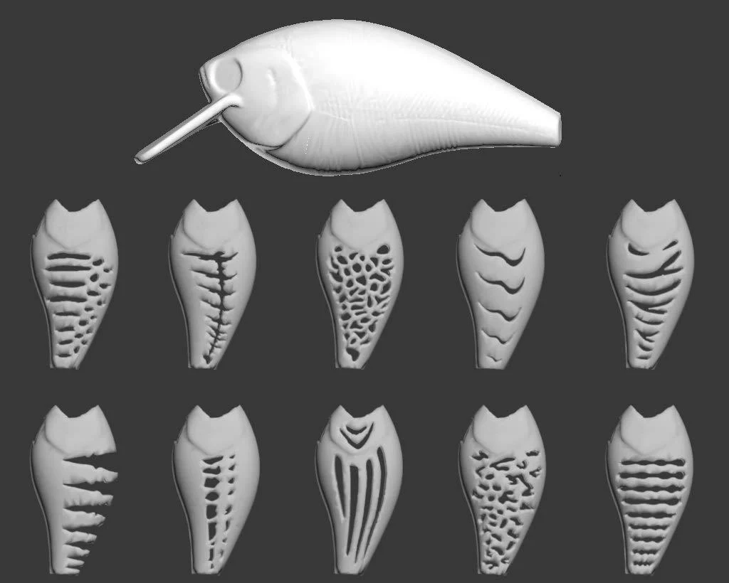 wLure Hard Plastic 3D Stencil for Fishing Lure Crankbait Jerkbait Lipless Topwater Suphc25
