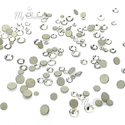 Crystal (001) Clear Tiny Small Sizes Mixed with Swarovski 2058 Xilion Rose flatbacks Sizes ss3 ss5 ss6 ss7 ss9 ss10 No-Hotfix Rhinestones Nail Art 144 pcs (1 Gross)