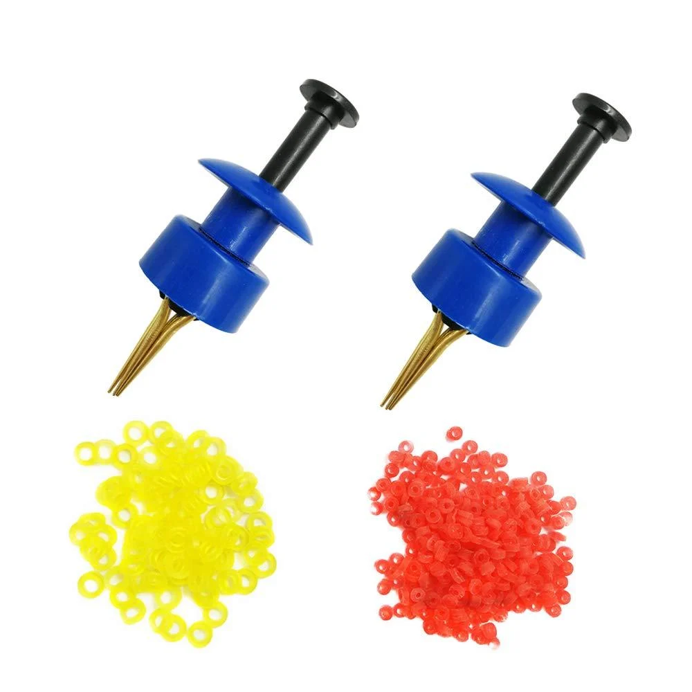 2X Pellet Bander Tool Micro Bait Bands Banding Match Coarse Fishing Terminal Tackle Set w/ 600 Bands Blue - Drchoer