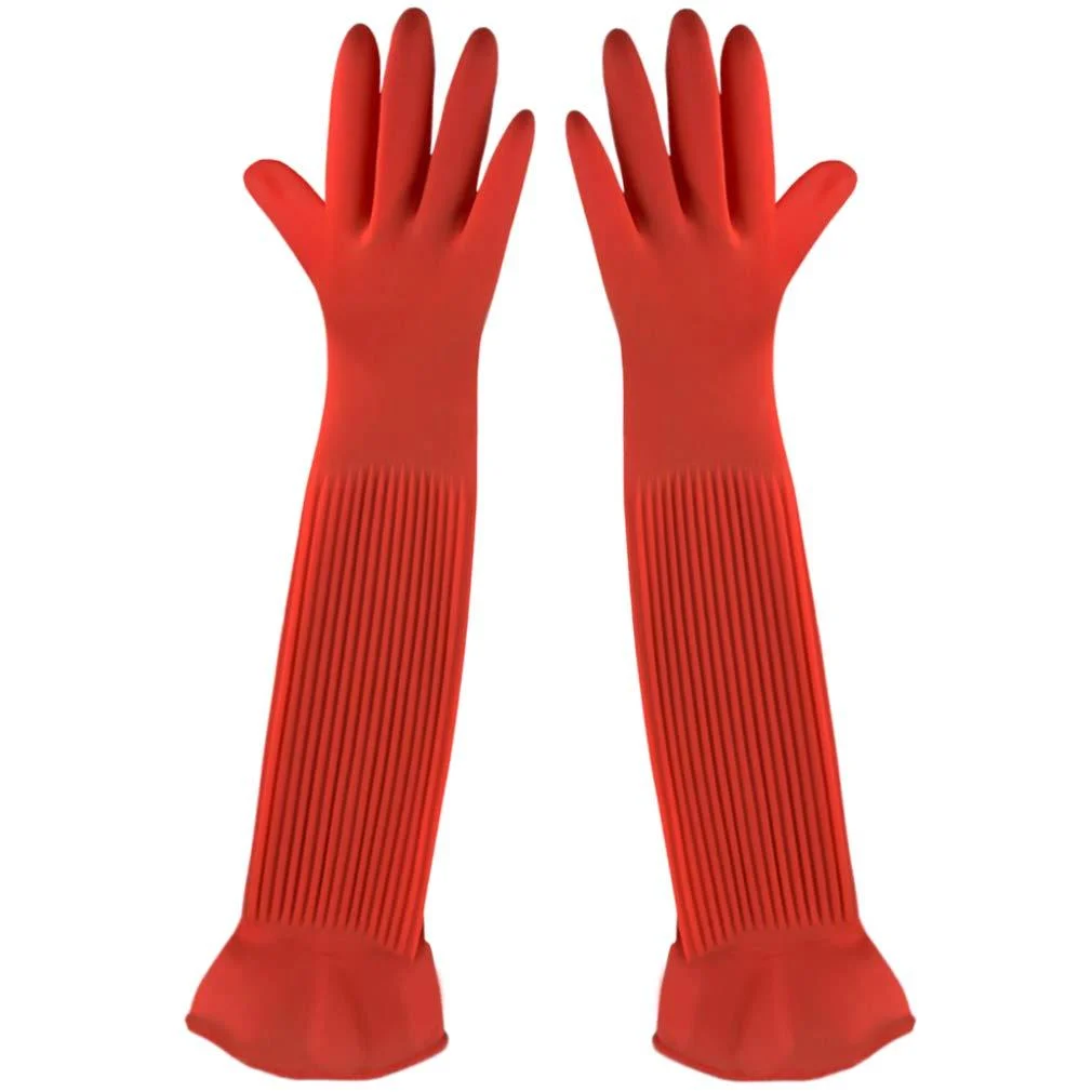 SunGrow Rubber Aquarium Gloves, Long Latex Gloves Keep Hands and Arms Dry, Waterproof, Comfortable Medium Size Gloves, Elastic Band Holds Tight, Practical for Aquarium Use