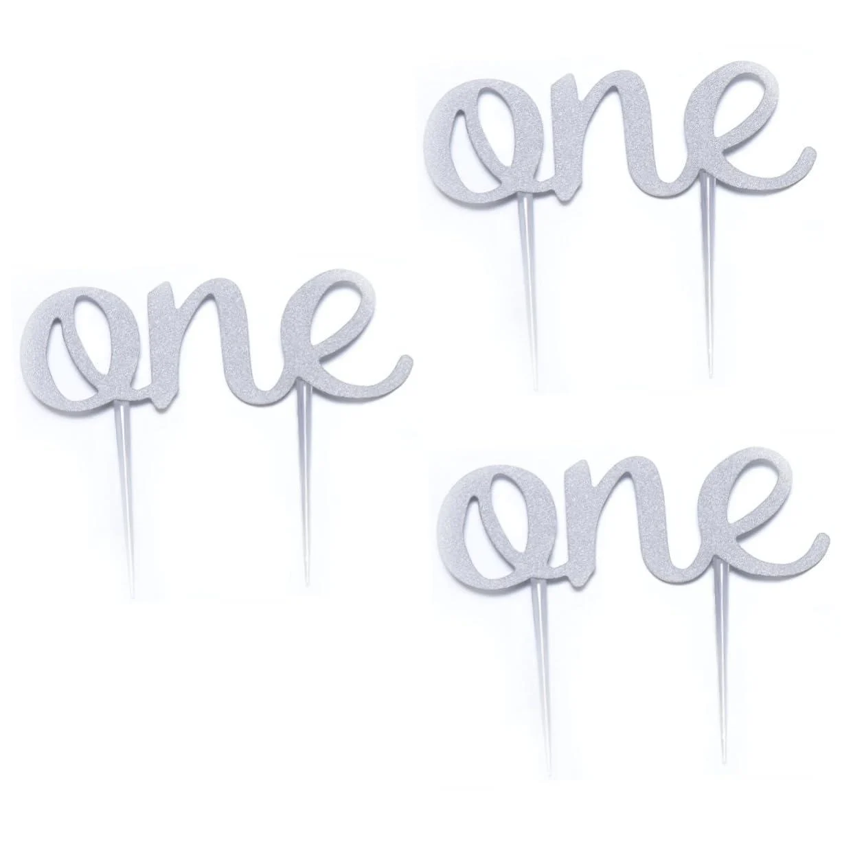 UPKOCH 3pcs One Cupcake Picks Glitter Cupcake Toppers Glitter Cake Toppers Insert Card