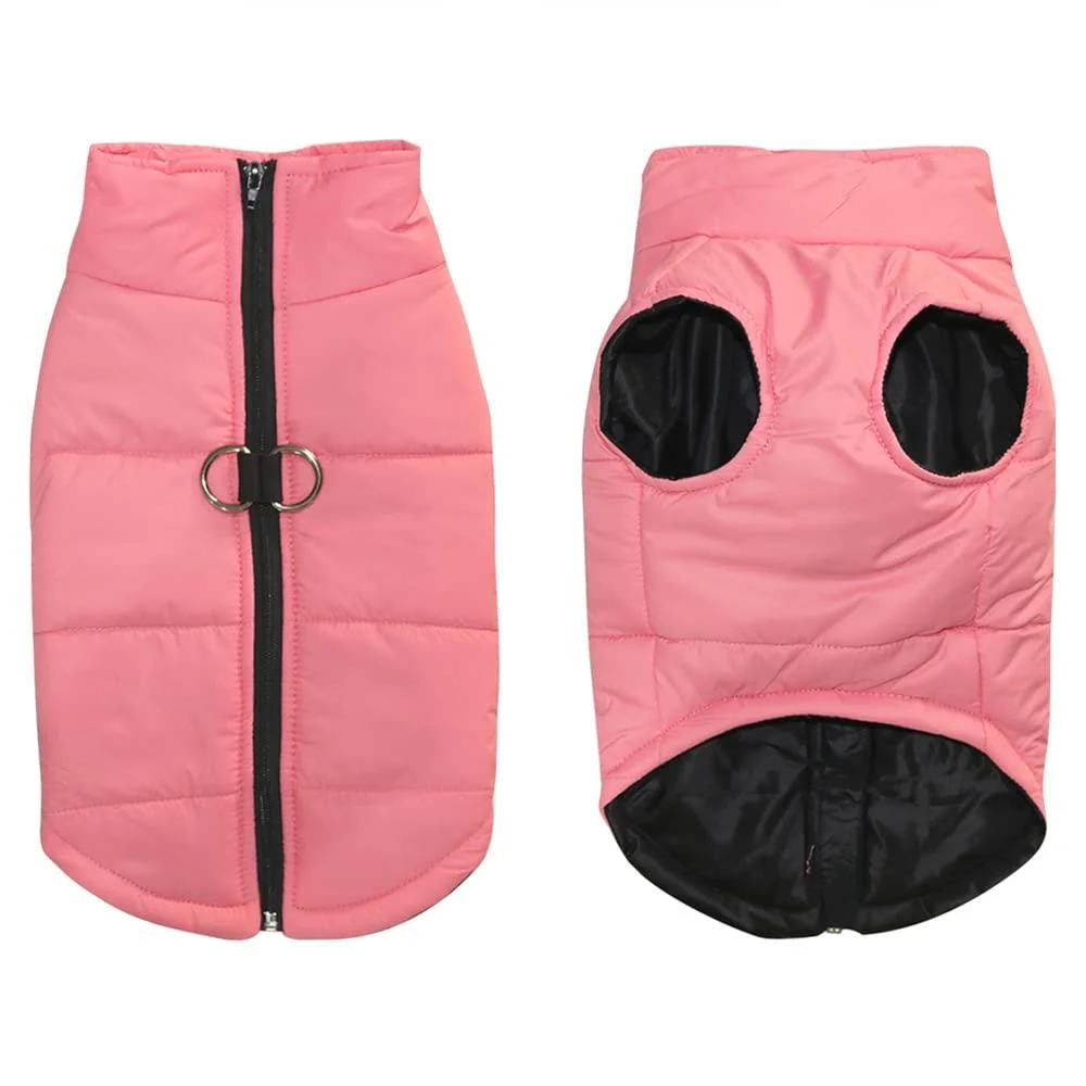Femax dog jacket dog coat waterproof dogs winter warm coat for small medium large dog raincoat puppy padded buffer vest pet clothing pink cherry blossom l (chest 42cm back 35cm) - FEimaX
