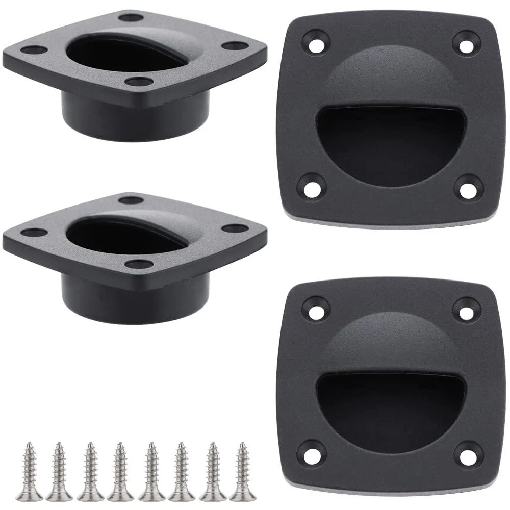 VTurboWay 4 Pcs Nylon Square Flush Pull Handle, Marine Boat Yacht Cabin Accesories, Black