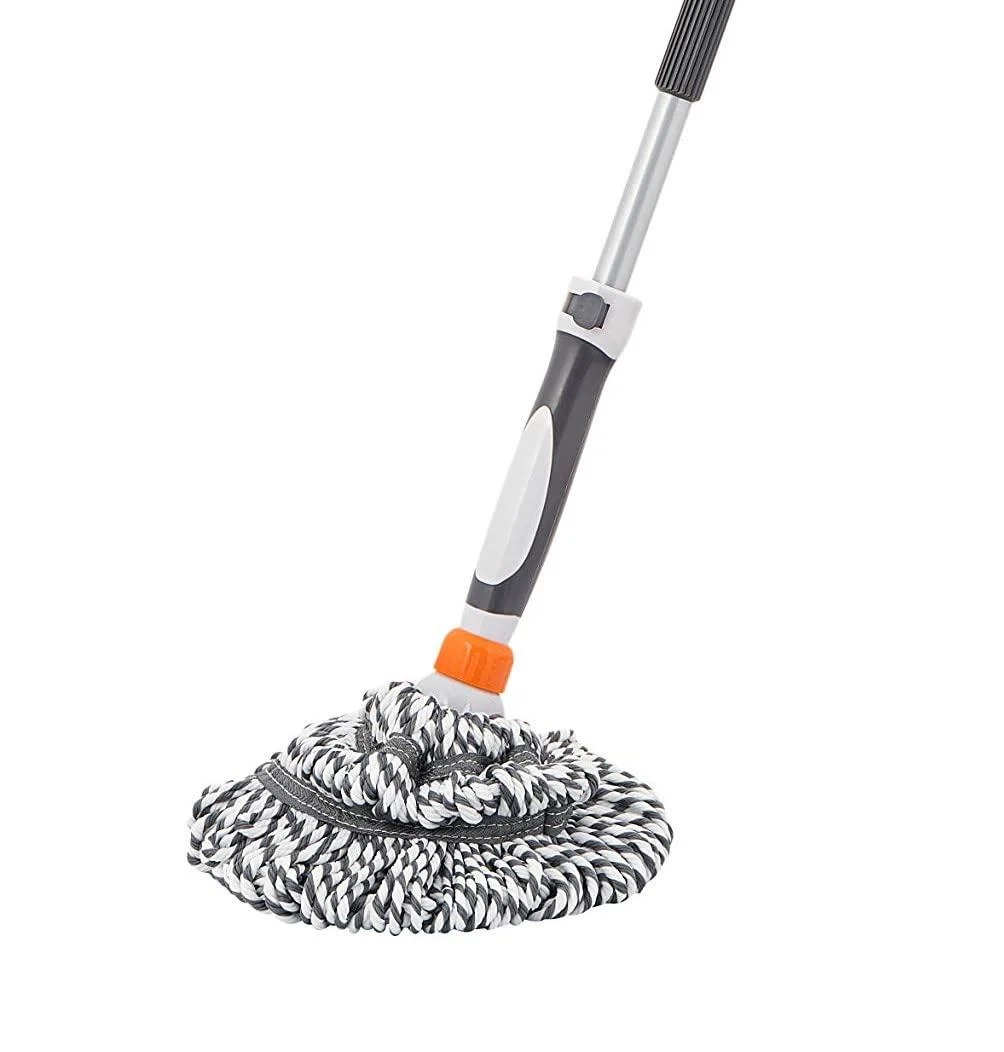 Superio Twist Mop Self Wringing Mop with Scrubber Microfiber Mop for Hardwood, Tile, Laminate Floors Commercial/Industrial Use.-Grey Full Mop