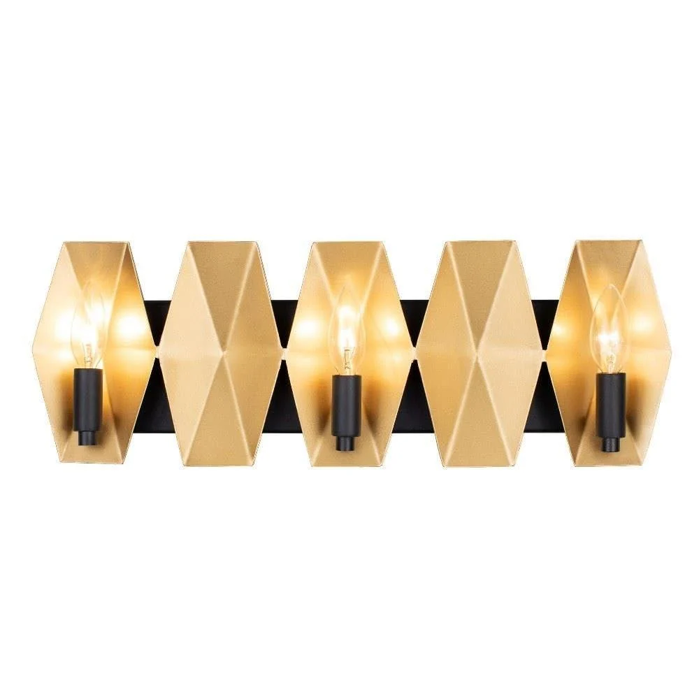 Malone 3-Lt ADA Bath - Matte Black/French Gold