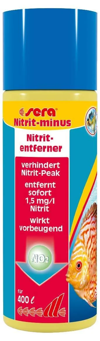 Sera Nitrit -Minus 100 ml - water supply aquarium immediate help against nitrite removed up to 1.5 mg/l nitrite per dosage bends nitritpeak before 100 ml single